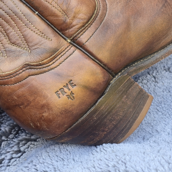 Frye Western Boots Brown Leather Vintage Size 6b - Picture 4 of 11